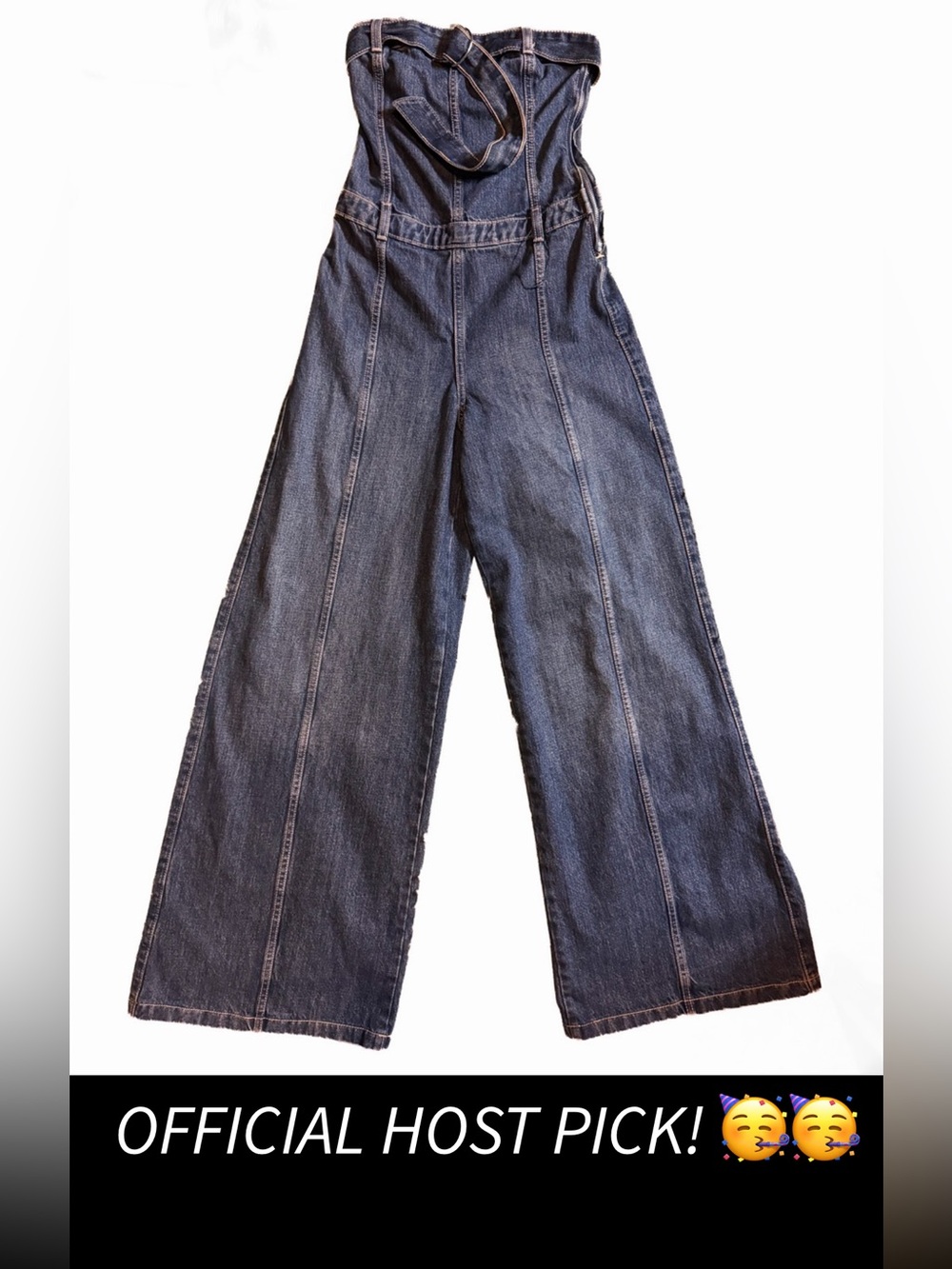 🥳 HP 🥳 Zara Strapless TRF Denim Jumpsuit Dark Wash Small NWOT Romper Outfit New - Picture 2 of 12